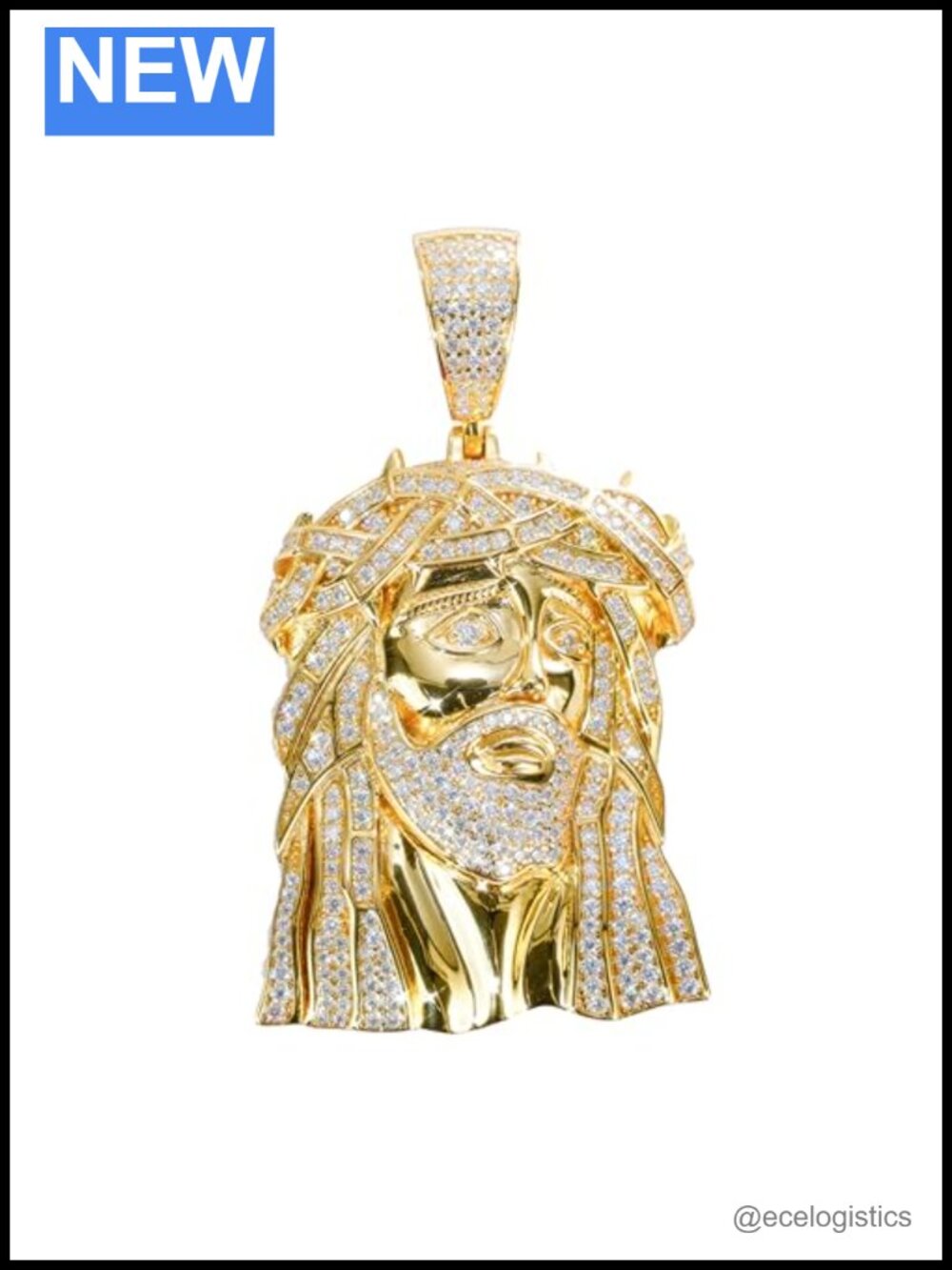 Moissanite Pendant 925 Sterling Silver 18K Gold Plated Jesus Face Cross Lion